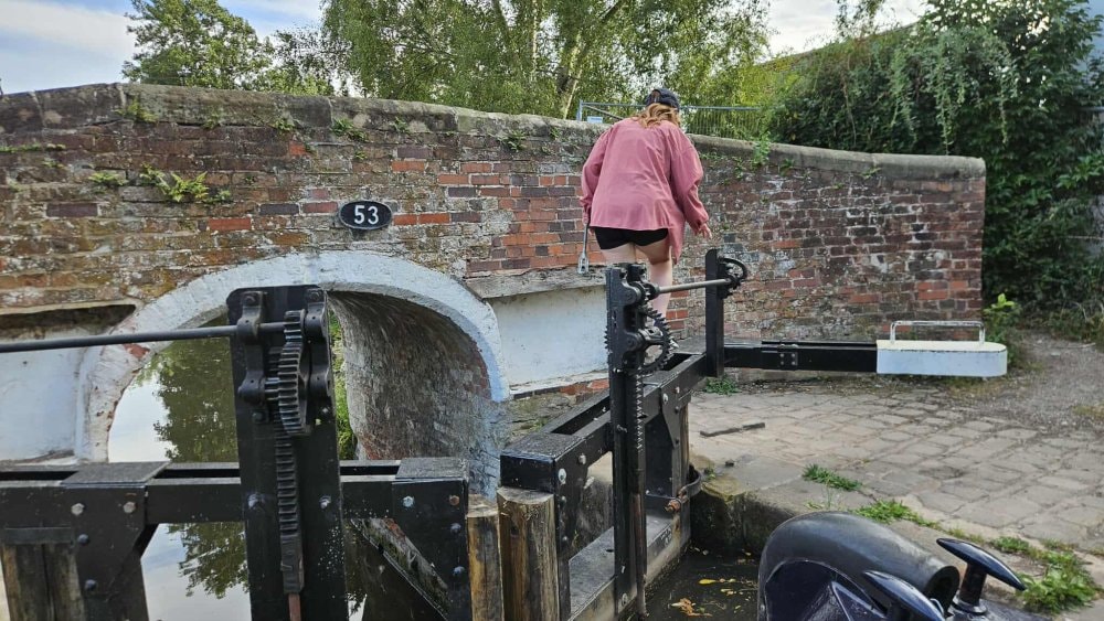 Close-up view of a canal lock on the English waterways