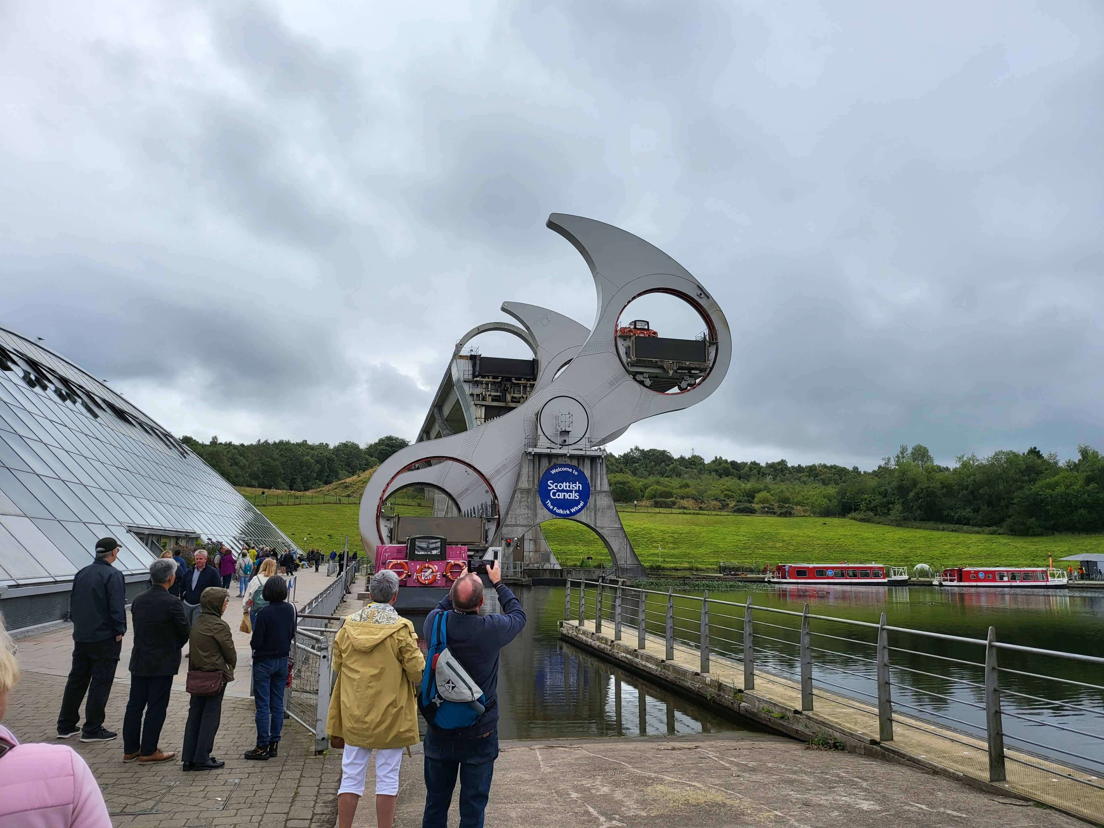 The Falkirk Wheel boat lift on the Forth and Clyde Canal, Scotland